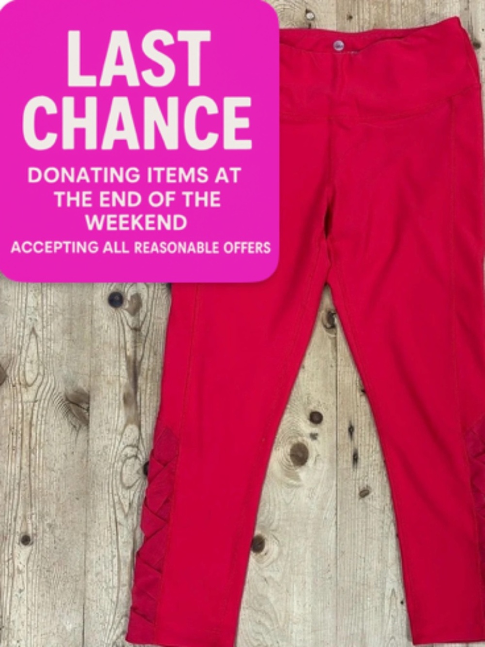 “90° By Reflex“ Brand Leggings Ladies Size M Coral Pink Criss Cross Ankle Yoga
